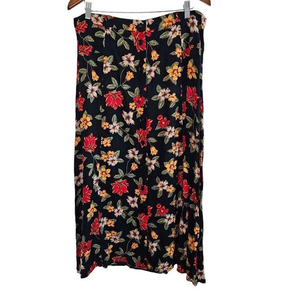 Vintage Sag Harbor Skirt Womens Large Black Floral Midi Y2K Button Down Friends - Picture 1 of 8